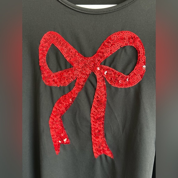 SHEIN Black Blouse with Red Sequin Bow - Picture 2 of 2